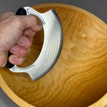 Wooden Salad Chopping Bowl & Mezzaluna, 12